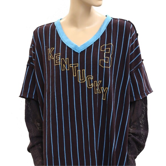 Free People We The Free Trevor Tee Tunic Top Striped Graphic Printed L 281144 - Picture 8 of 8